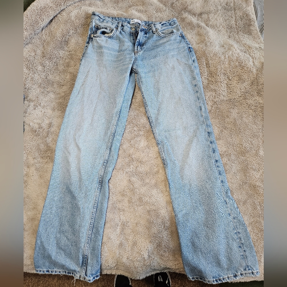 Zara Light Blue Straight Leg Women's Jeans